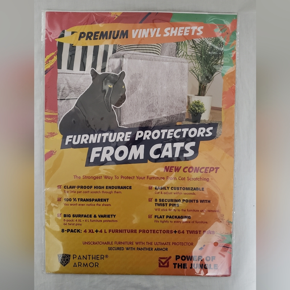 Premium Clear Vinyl Furniture Protectors 4 XL + 4 Large 64 Twist Pins